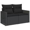 2 Seater Garden Sofa with Cushions Black Poly Rattan