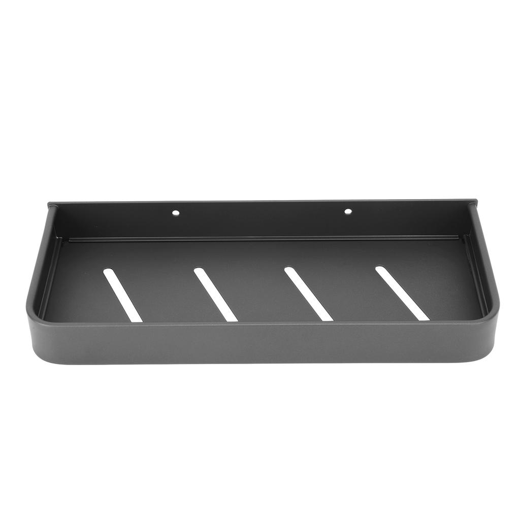 Shower Caddy Space Aluminum Rustproof Smoothing Simple Black Sturdy Bathroom Wall Shelf with 5 Hooks for Kitchen Laundry