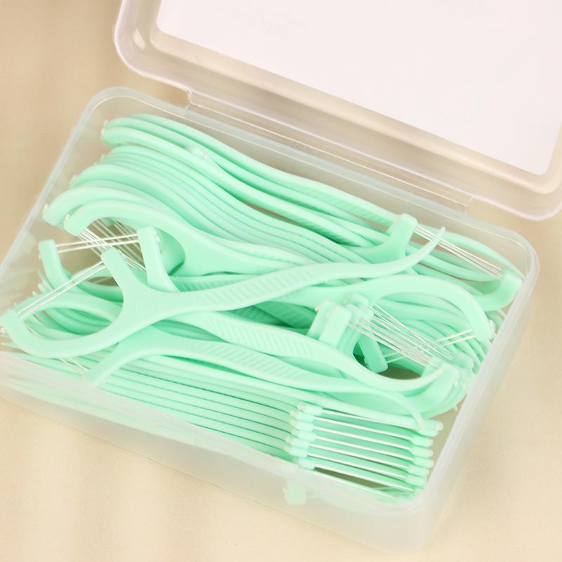 Double Line Dental Floss Mint Disposable Bow Design Portable Oral Cleaning Toothpick Floss Pick Carry-On Adult Teeth Oral Care