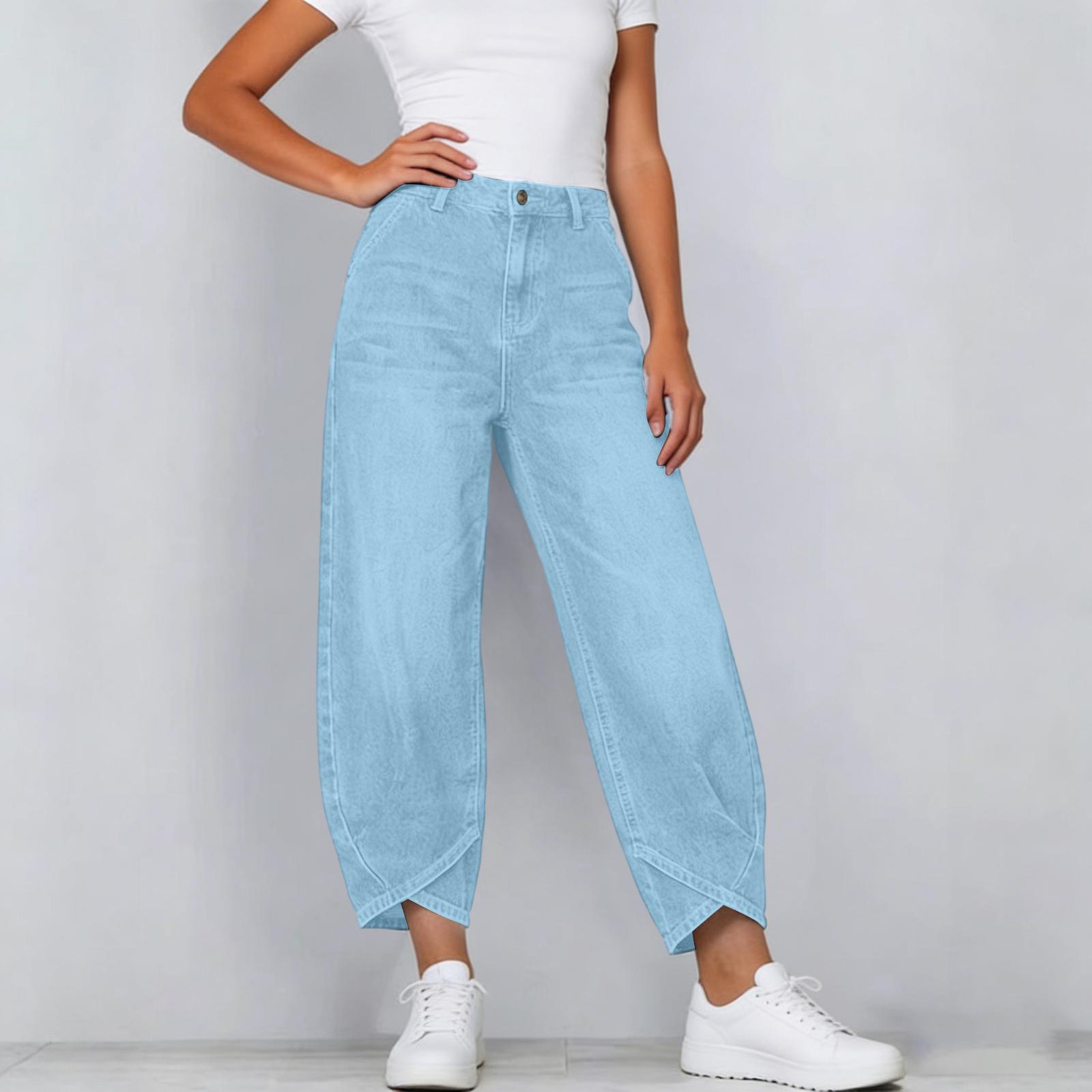 Ladies  Casual Loose Wide Leg Women s Denim Pants XL