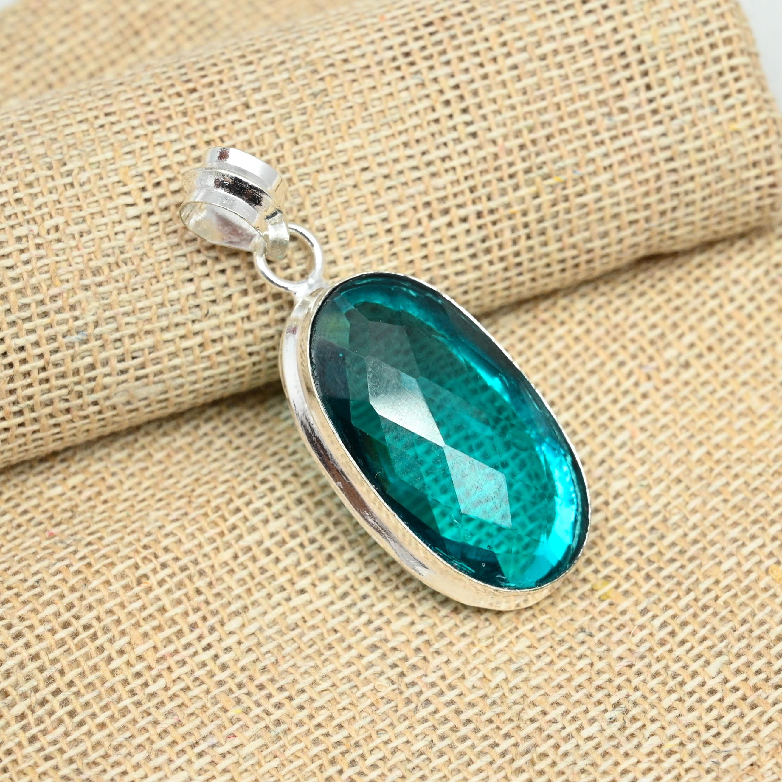 

Aqua Apatite Gemstone Solid 925 Sterling Silver Handmade Design Подвесные украшения 1.96 Inches синий