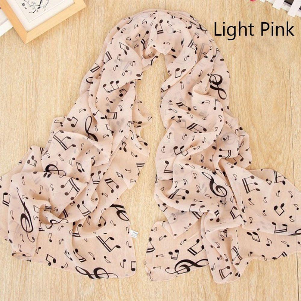 Ladies Gift Accessory Treble Clef Printed Chiffon Silk Scarf Shawl Muffler Music Note Printed Scarf