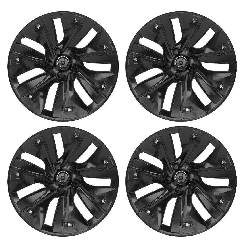 4PCS Wheel Hub Cap Matte Black High Strength Textured Design Replacement for Tesla Model Y 2020‑2023
