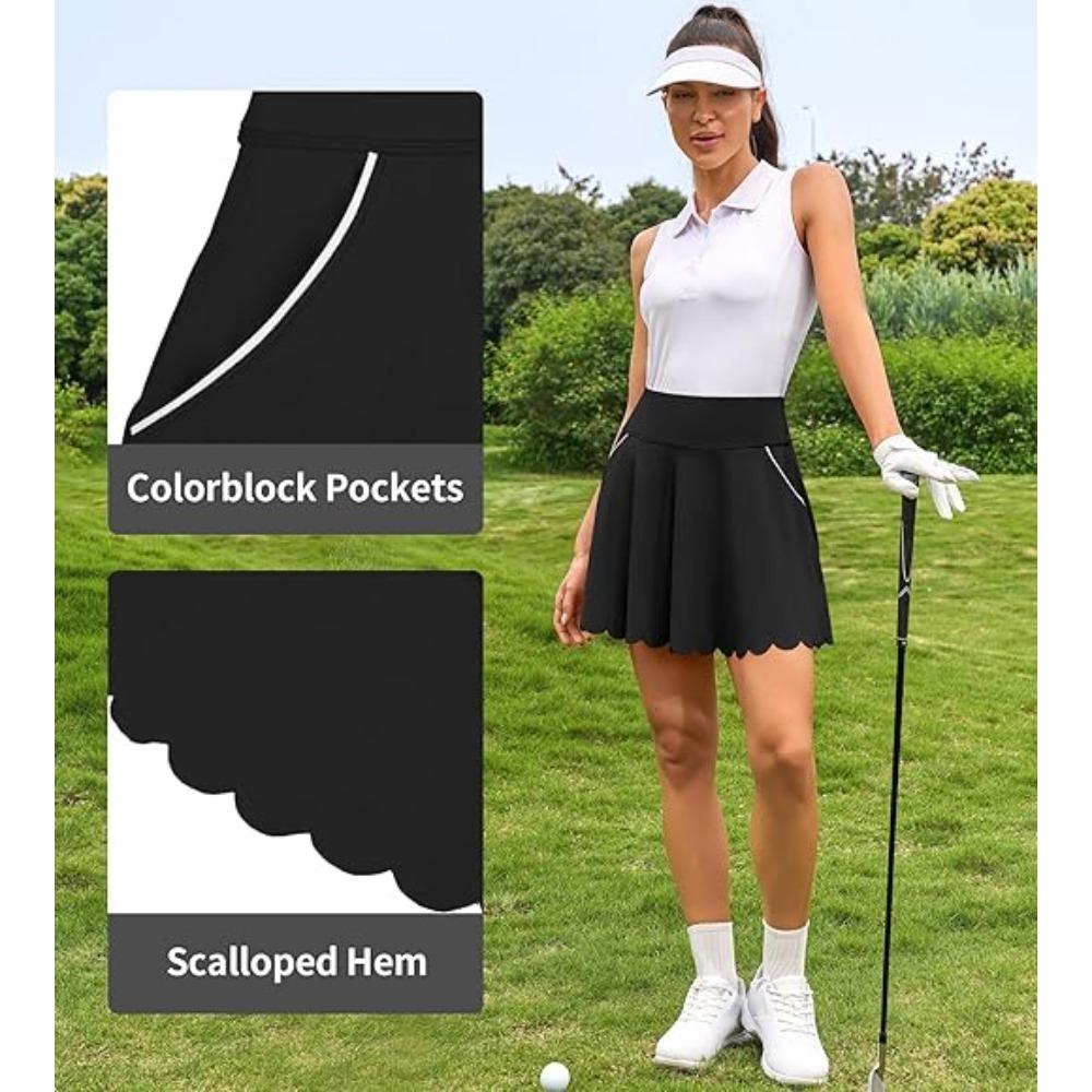 CHARMLEAKS Tennisröcke für Damen mit Shorts und Taschen Gewellter sportlicher Golf-Skort