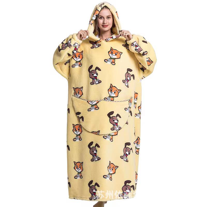 2023 Hooded Oversized Flannel Blanket Clothing for Men & Women – Extended Length for Warmth