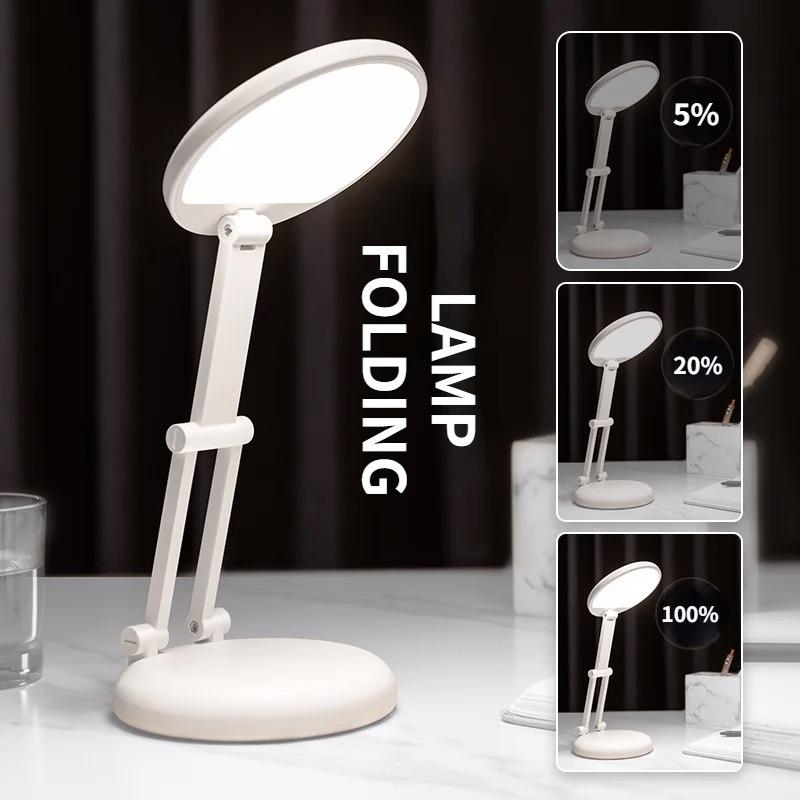 Folding Desk Lamp Pink Eye Protection Table Lamp Cute Cat Ear Night Light Portable Reading and Learning Desk Lamp