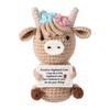 Creative Funny Handmade Crochet Emotional Support Dolls with Positive Energy Card Desktop Ornament Home Decor for Friend Gifts