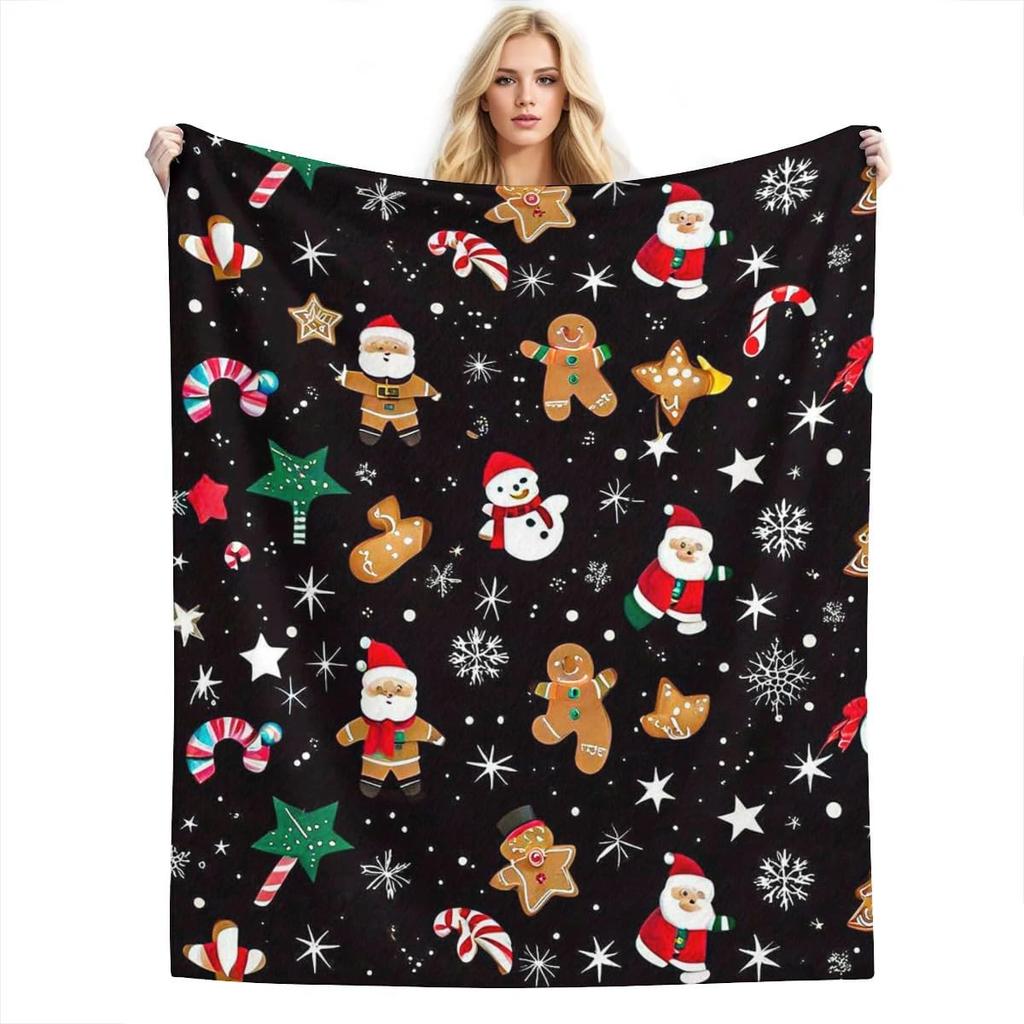 Weihnachts-Karo-Muster Flanell-Decke im Vintage-Stil, Weiche Anti-Pilling-Fleece-Decke für Couch, Sofa, Bett, Leicht