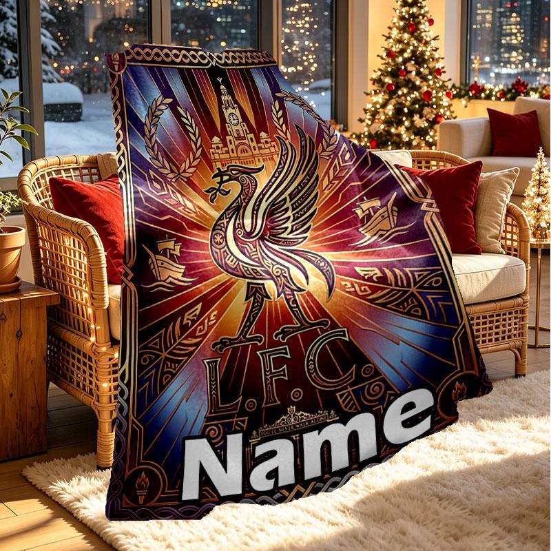 Custom Name Personalized Liverpool Football Club Print Blanket, Home Decor, Bedroom, Sofa, Camping, Couch, Gifts for Birthday Christmas
