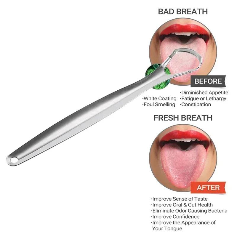 4/5Pcs Stainless Steel Useful Tongue Scraper Cleaner Reusable Fresh Breath Cleaning Coated Tongue Oral Hygiene Care Tools