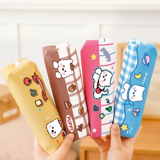 Cute Puppy Pencil Case Large Capacity Pencil Pouch Cartoon Students Stationery