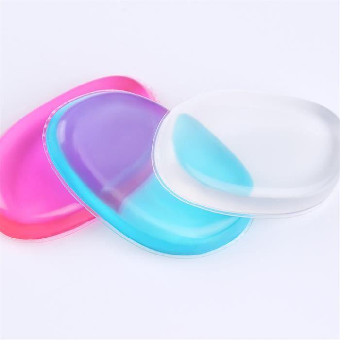3Pcs Houppette & Eponge Coloré en Gel Silicone pour Cosmetique BB crème Outil de Maquillage