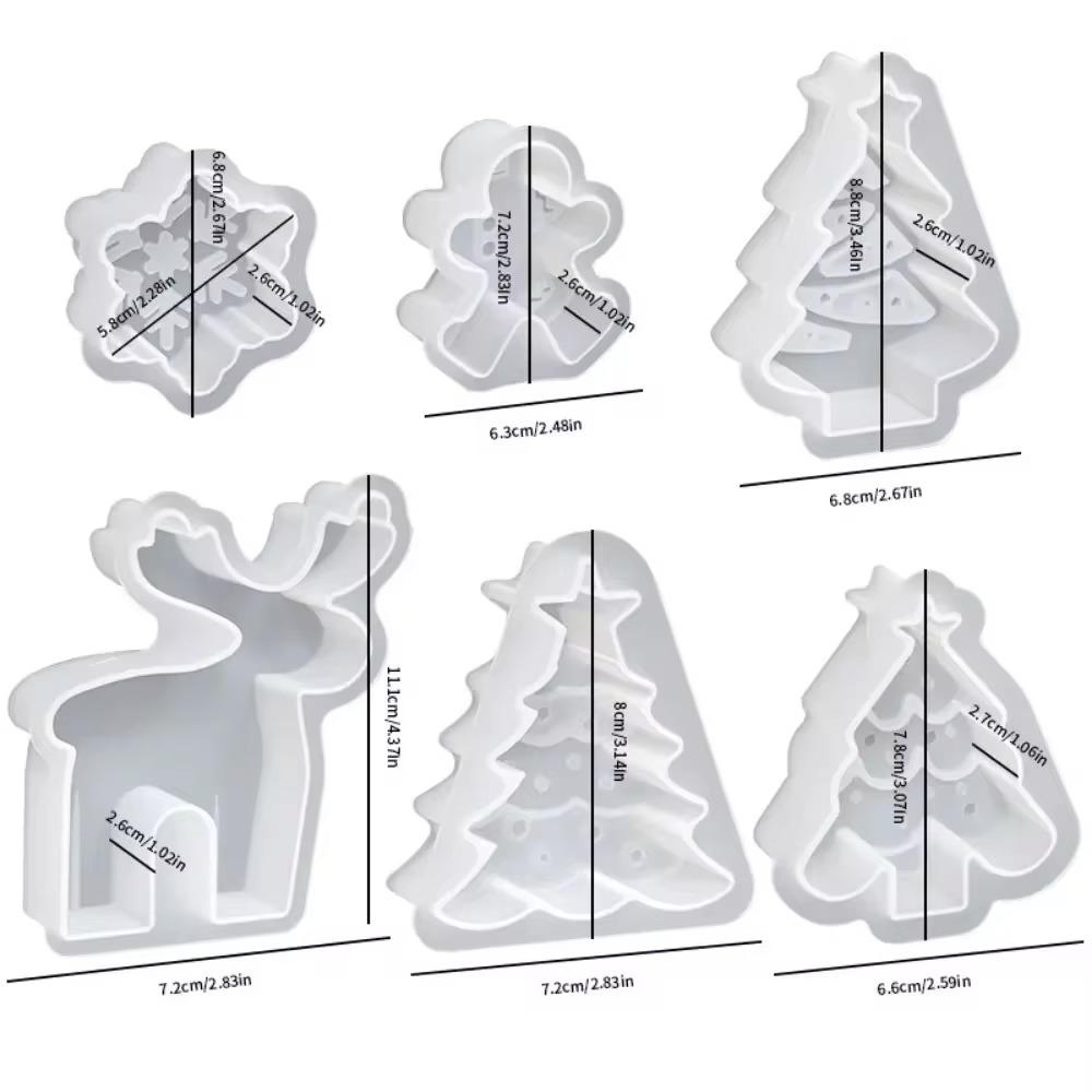 Christmas Tree Silicone Candle Mold Elk Soap Plaster Making Tool Gingerbread Man Mold for Candle Making DIY Gift