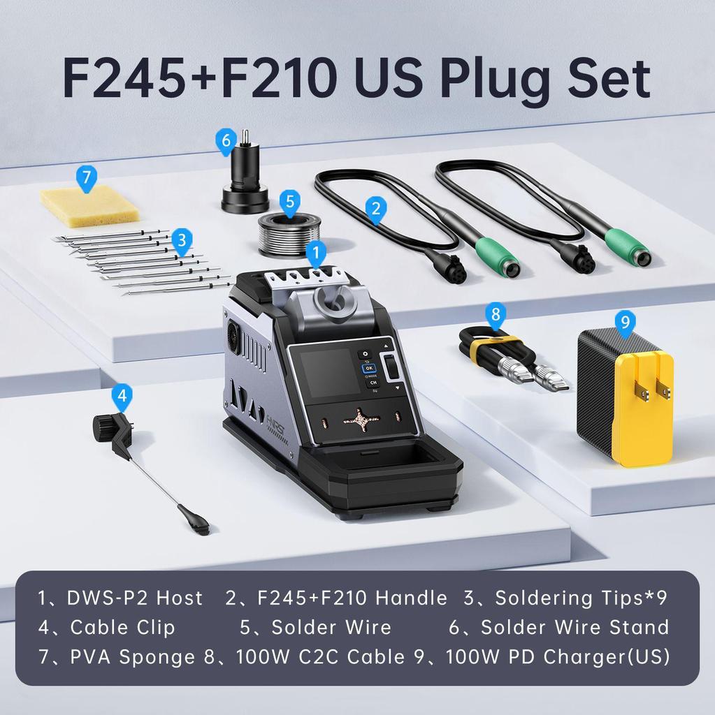 FNIRSI DWS-P2 Constant Temperature 245 Soldering Station DIY Kit for Mobile Phone Repair with 210 Electric Soldering Iron
