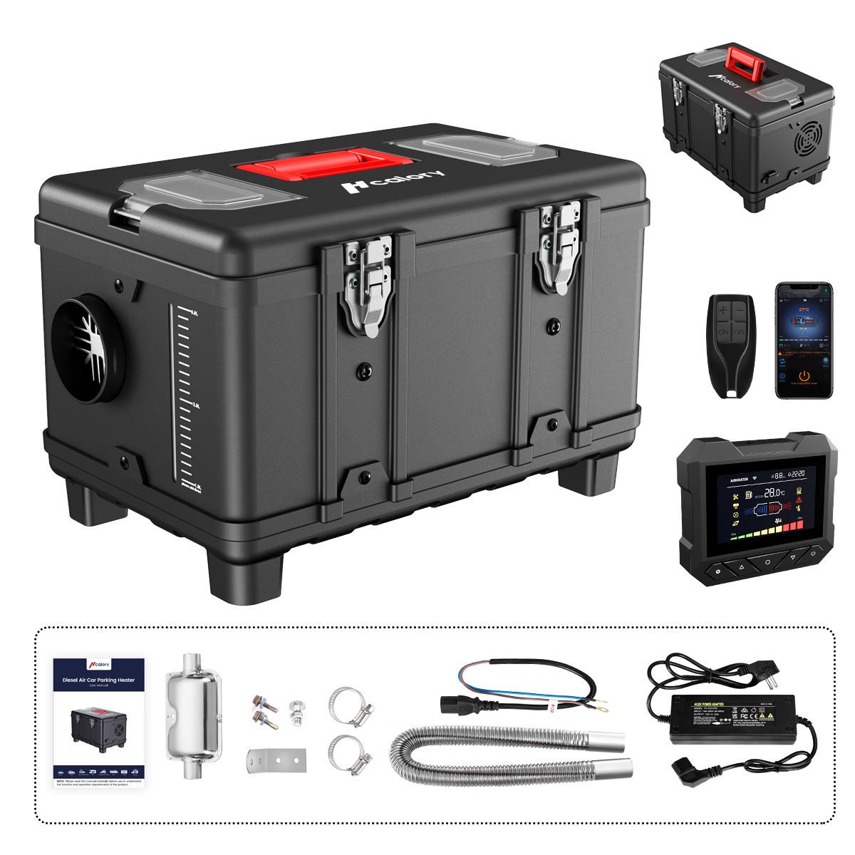 HCALORY 8KW Diesel Air Heater All-in-one AC110V/220V DC12V Support with Altitude Mode 5L Fuel Tank Portable Car Parking Heater EU Adapter