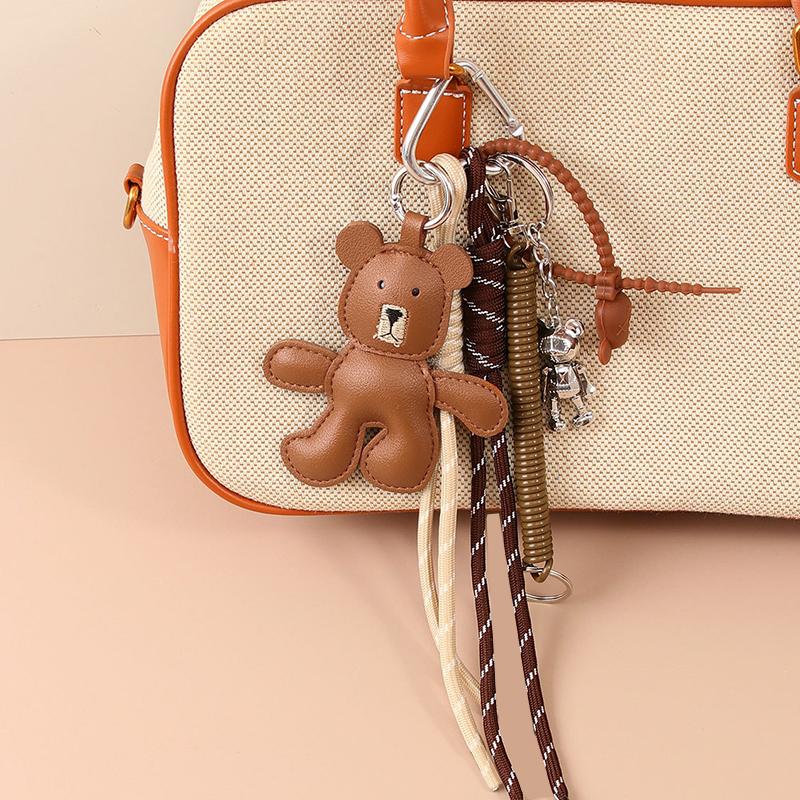 Yogodlns Faux Leather Cute Bear Mini Backpack Hanging Handbag Pendant Bag Pendant Bags Accessories