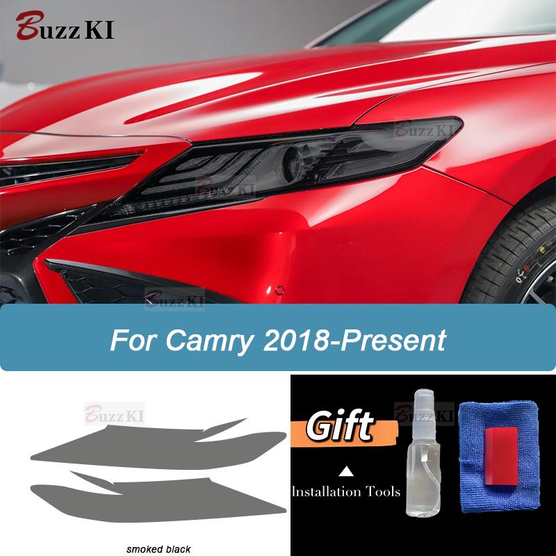 Car Headlight Protective Film Smoke Black Tint Wrap Transparent TPU Sticker For Toyota Camry XV70 2018
