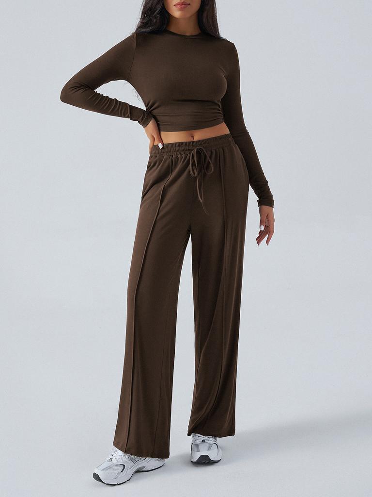 Pure Color Casual Pants For Women With Wide Leg Design For Autumn Winter Comfort