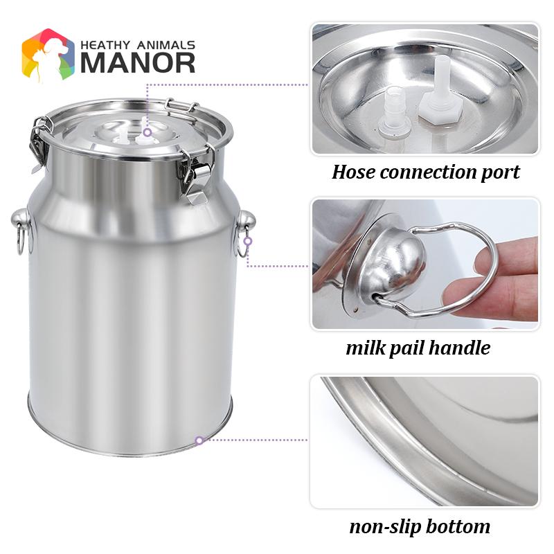 5/10L Stainless Steel Cow Milk Bucket Farm Cows Goats Vacuum Pump Bucket Pasture Cow Sheep Electric Milking Machine Accessories