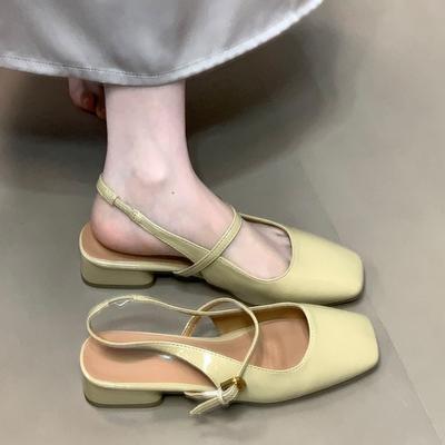Fashion 2025 French Bag Head Mary Jane Sandals Women's One-word Buckle Belt Rear Empty  Temperament Single Shoes