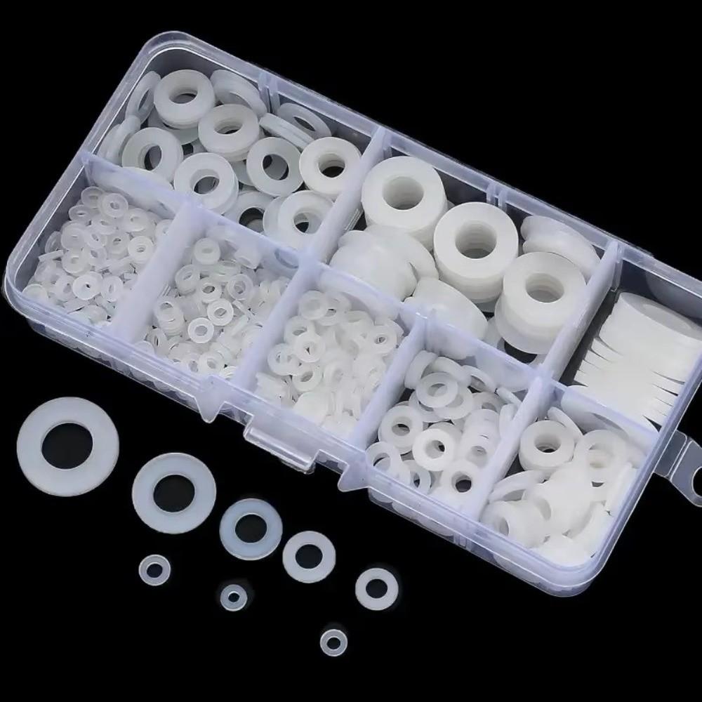 250/500PCS Plastic Sealing Ring White Black Flat Gasket Set New Flat Washer Kit for Screw Bolt