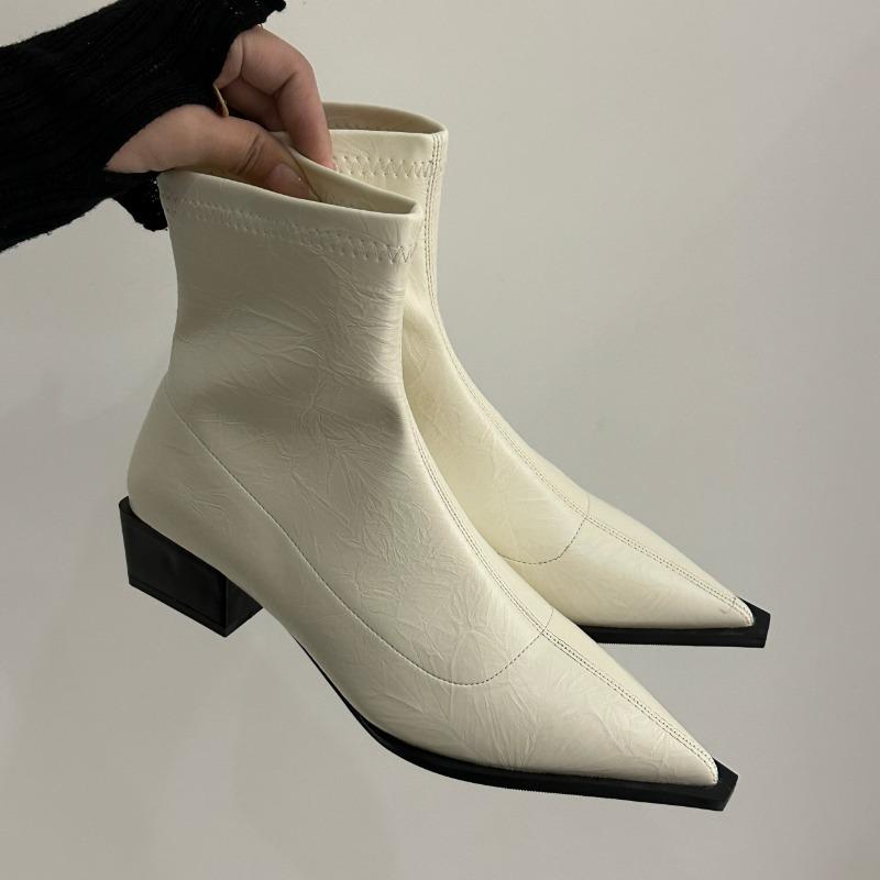 Fashion 2025 Autumn Women Ankle Boots Shoes Fashion Pointed Toe Ladies Short Boot Square Low Heel Casual Winter Women's Footwear