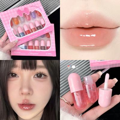 Long-Lasting Hydration Lip Gloss Set Mini Cosmetic Kit with Glossy Shine