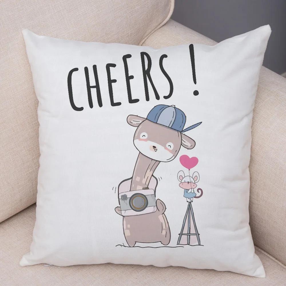 Cartoon Giraffe Monkey Decorative Pillowcase Office Living Room Car Ornaments Home Pillowcase