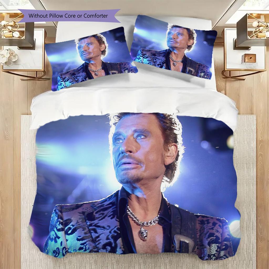 Musician and actor Johnny Hallyday bedding, duvet cover, pillowcase, home decoration, birthday gift (1 * duvet cover+2 * pillowcase, coreless)