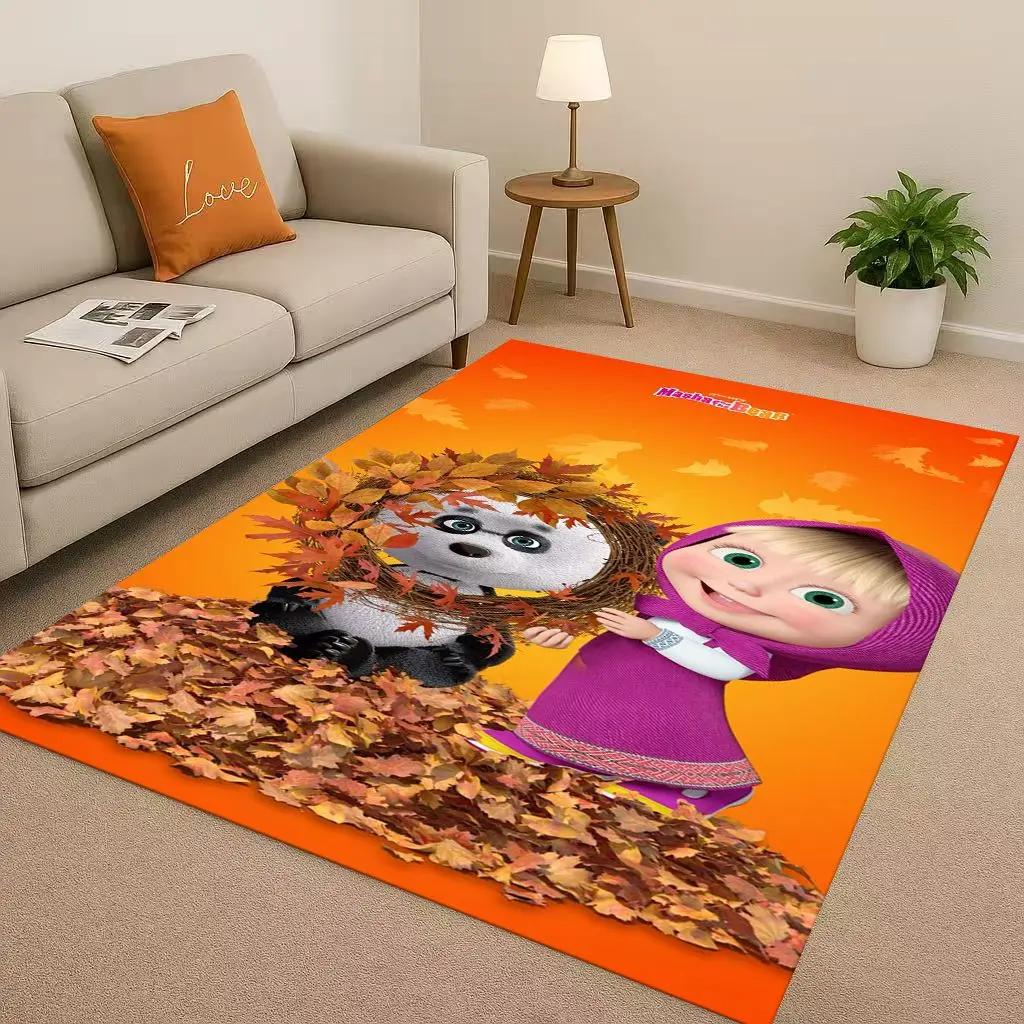 New Cartoon M-Masha And B-Bear Christmas Gift Living Room Non-Slip Area Rug Carpet For Bedroom Playroom Sofa,Home Decor Doormat