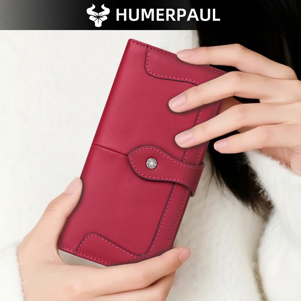 Humerpaul Women Wallet Long Leather Wallet Large-capacity Multi-card Clutch Wallet with Photo Window Coin Purse