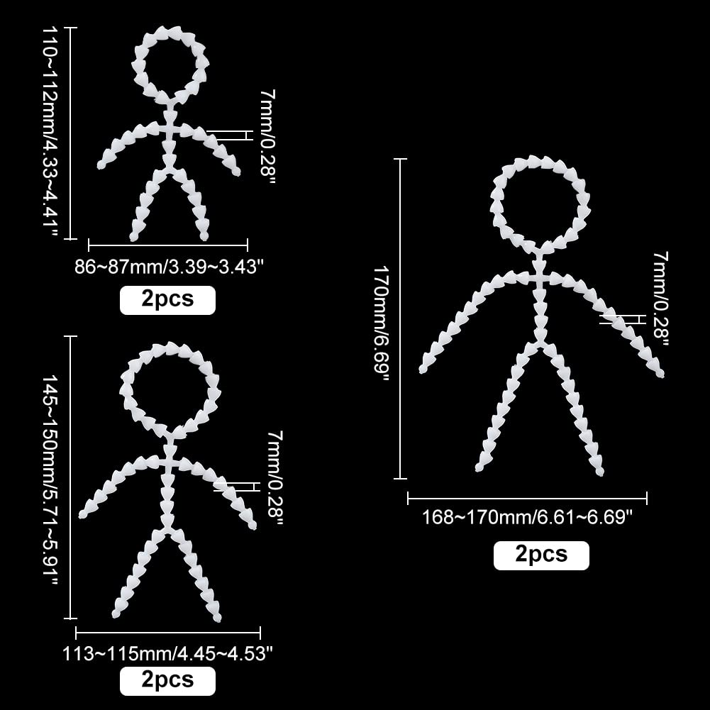 PH PandaHall 6 Pieces Stuffed Toy Skeleton for Dolls Skeleton Mascot Round Head Skeleton Movable Skeleton Limb Connector Doll Making Accessories Doll