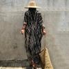 Black & White Tie-Dye Cardigan Beach Dress & Swimsuit Cover-Up