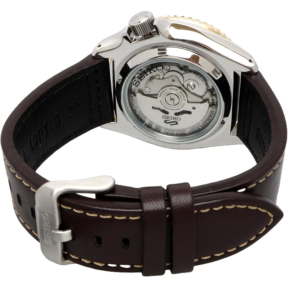 Seiko 5 Sports SKX Series GMT Automatic Mechanical Watch Black Brown Leather Men's Made in Japan