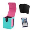 Venssu Deck Trading Card Case with Display Holds 100 Vertical Two and One Top Leather Green with Pink Case, Window, Cards, Double/Triple Sleeves,