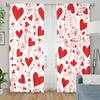2pcs Red and White Heart-shaped Patterned Curtains   Classic Romantic Bedroom and Living Room   with Decorative Drawbar Pockets
