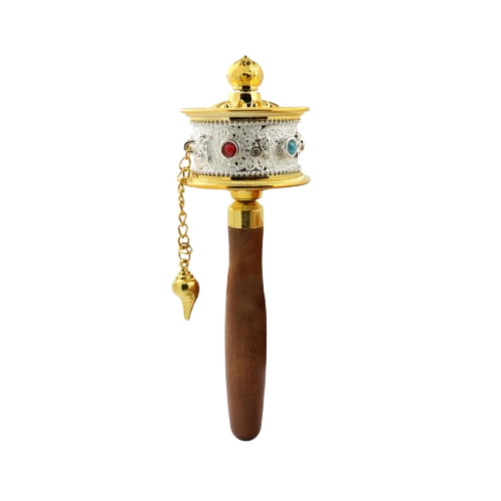 Hand Cranking Tibetan Prayer Wheel Colourful Religious Ornament  Home Decoration
