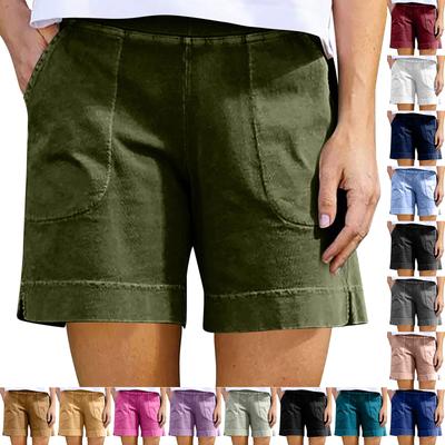 Pantalones cortos casuales de verano elásticos para playa para mujer Pantalones cortos casuales lisos