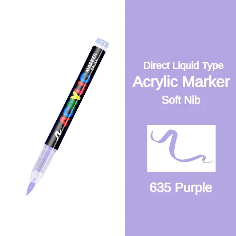 GUANGNA 16 Colors Direct-liquid Acrylic Marker Pen Waterproof Pen Soft Brush Nib for Glass Stone Metal Art Supplies Stationery