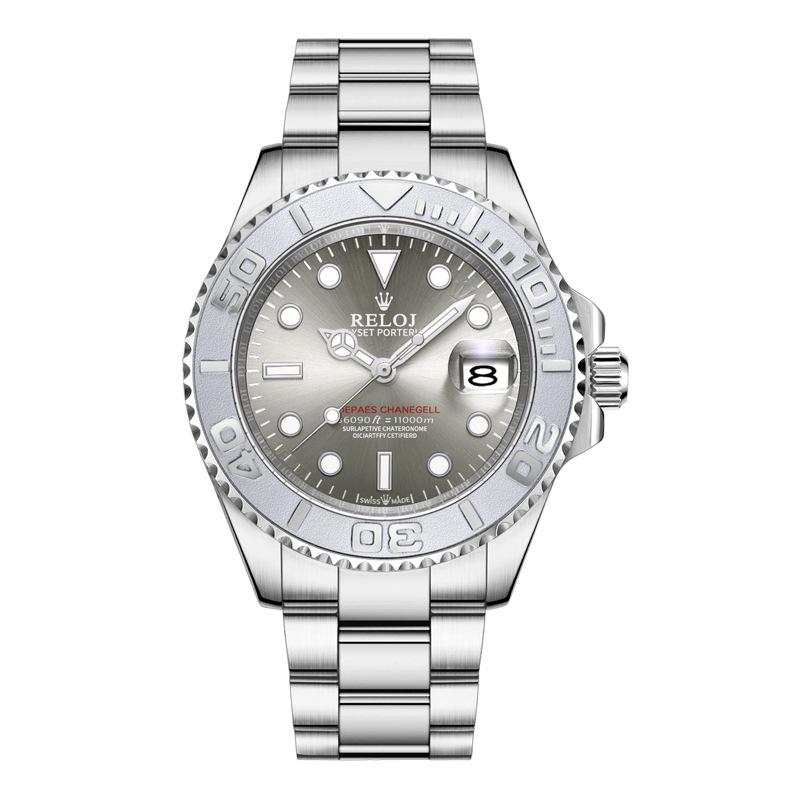 Швейцарский Бренд ZOEA Серая Яхтенная Часы - Мужские Полностью Светящиеся Модные Классические