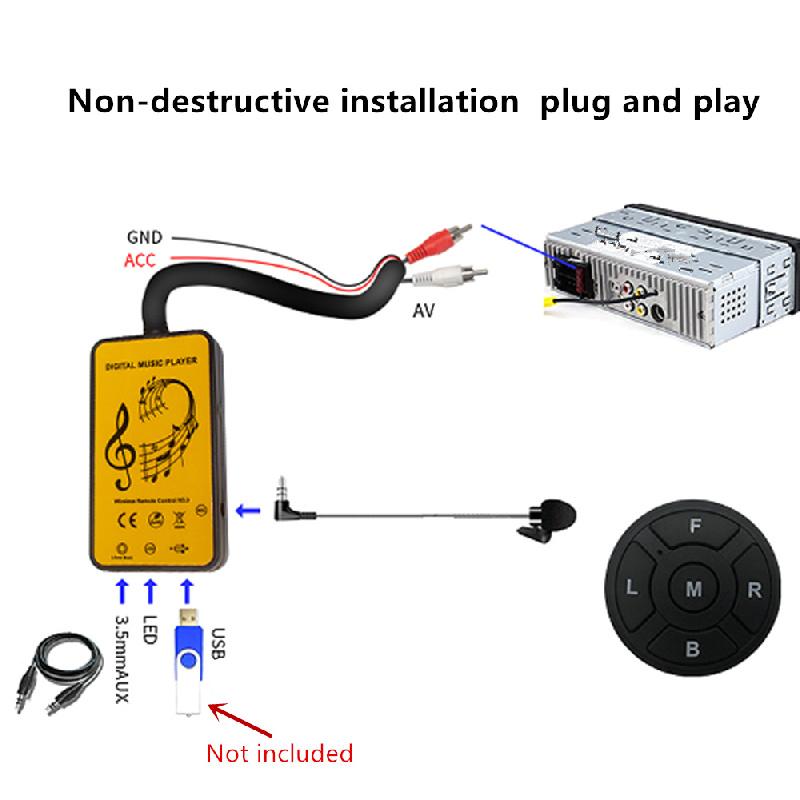 Universal Car Digital Wireless Bluetooth Module Music Adapter Rca Aux O Cable