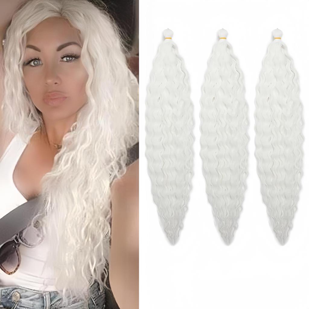 Kadınlar İçin "Moda" Okyanus Dalgası Tığ İşi Saç Uzantıları - 22" Yumuşak Ombre Su Dalgası, Sentetik Kıvırcık Örgü Saç
