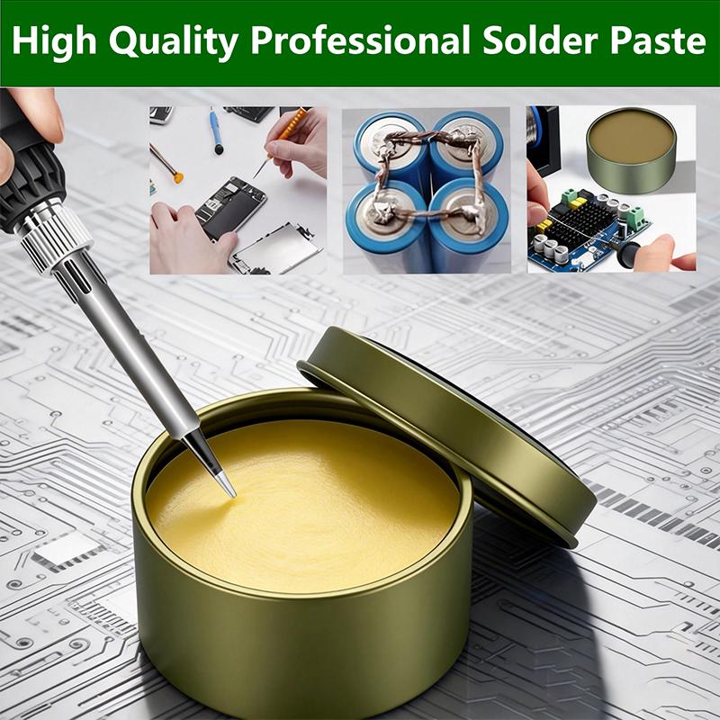 Scatola di plastica Pasta saldante Flusso di colofonia Flusso per saldatura senza piombo Pasta per saldatura di riparazione ferro Stagno per saldatura Olio per saldatura Flusso per saldatura