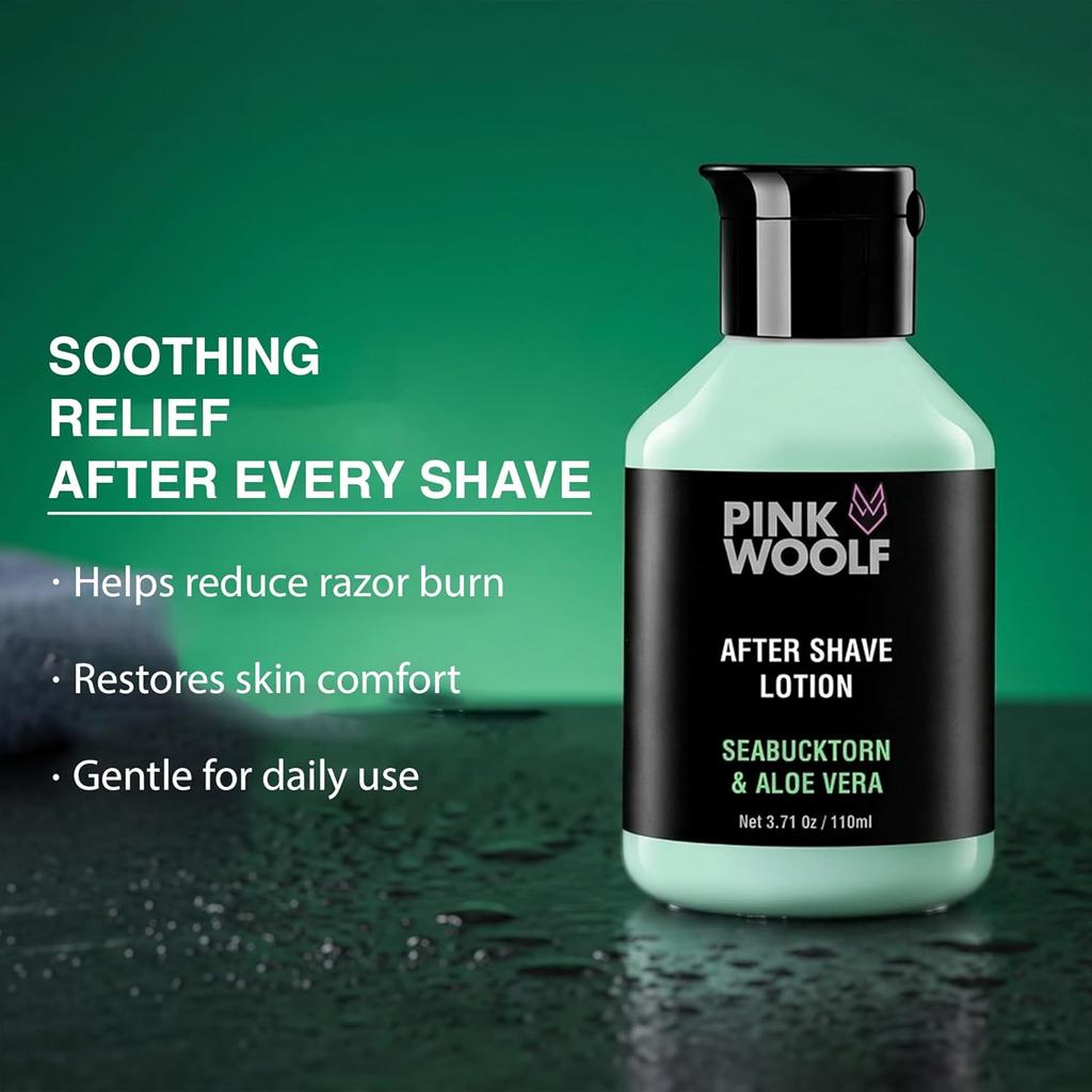 Pink Woolf After Shave Lotion for Men – Seabuckthorn & Aloe Vera | Sensitive Skin Post Shave Care | 110 ML