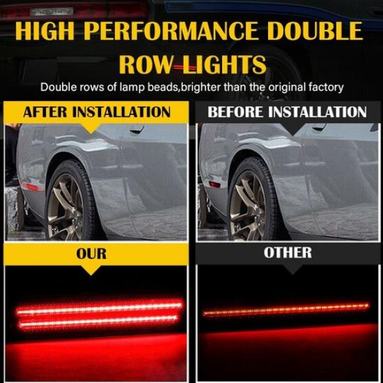 For 2011-2014 Dodge Charger Red Lens LED Rear Bumper Side Marker Light Lamp Pair