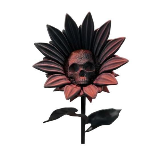 The Forbidden Sunflower Sculpture Gothic Skull Bloom Decor 3D Printed Macabre Art Halloween Ornament for Horror Home Party Decor