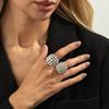SHIXIN 2Pcs/Set Trendy Geometric Adjustable Open Rings for Women Vintage Irregular Square Chunky Knuckle Ring Wedding Jewelry