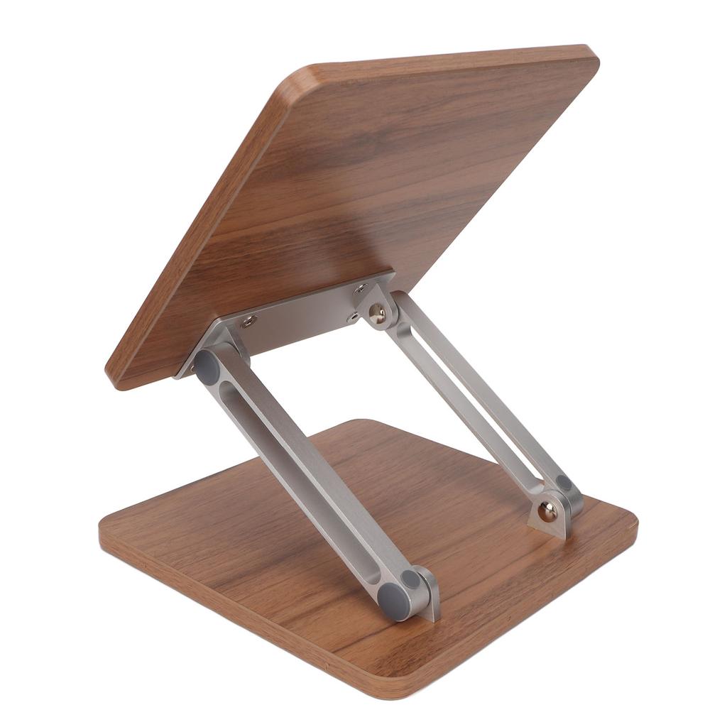 Wooden Laptop Stand Comfortable Ergonomic Regulable Design Aluminum Alloy Deep Wood Color Office