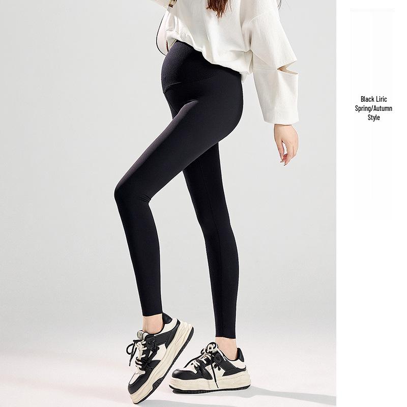 Nahtlose Umstands-Sharkskin-Leggings mit Bauchstütze und Samtfutter für Herbst und Winter