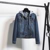 Dames Grote Maat Jeansjas Kort Cropped Met Capuchon Lange Mouw Casual Bovenkleding In Lichtblauw Klassiek Vintage